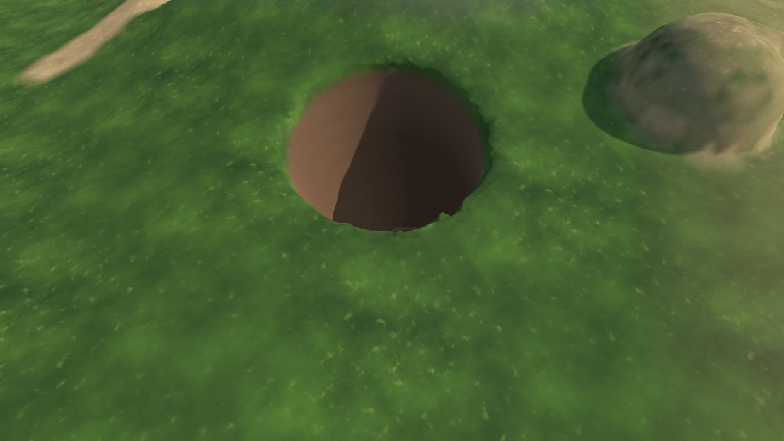 A dug pit in a Unity Terrain