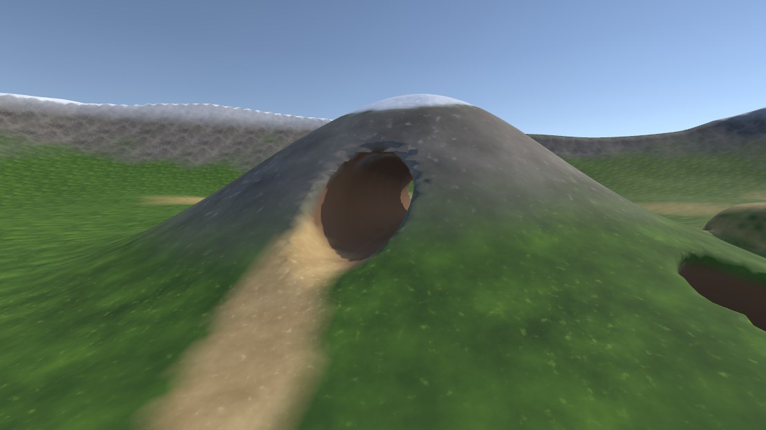 A voxel tunnel through a Unity Terrain
